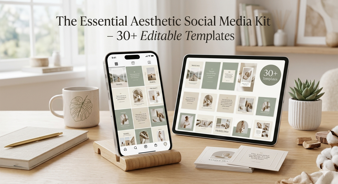 The Essential Aesthetic Social Media Kit – 30+ Editable Templates